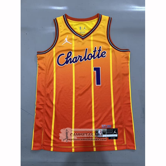 Camiseta Charlotte Hornets LaMelo Ball NO 1 Ciudad 2025-26 Naranja